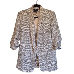 A New Day Beige and White Zebra Print Boyfriend Blazer